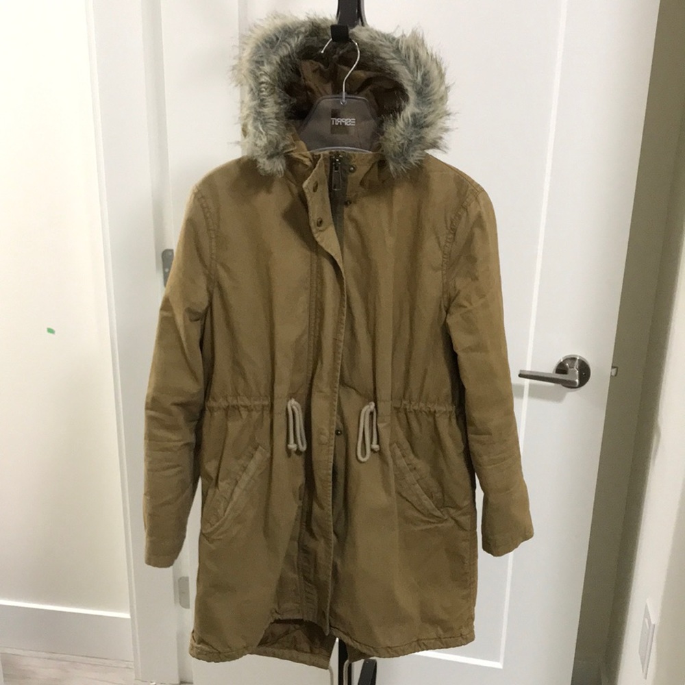 Old Navy Tan Parka with Faux Fur